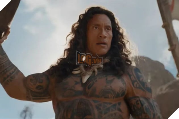 Hình ảnh về tạo hình nhân vật Maui do Dwayne Johnson thủ vai trong bản phim Moana live-action.