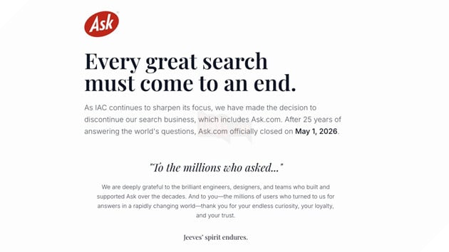 Ask Jeeves chính thức “khai tử” sau gần 30 năm, khép lại một kỷ nguyên internet 2