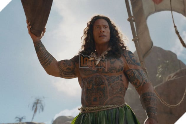 Hình ảnh sao nam Dwayne Johnson hóa thân thành Á thần Maui trong phiên bản Moana live-action.