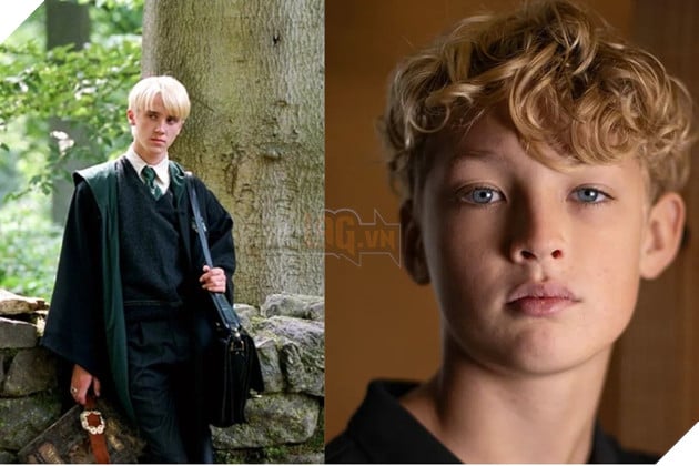 Jason Isaacs trong tạo hình nhân vật Draco Malfoy và diễn viên mới Lox Pratt - người sẽ kế nhiệm vai diễn này trong bản truyền hình.