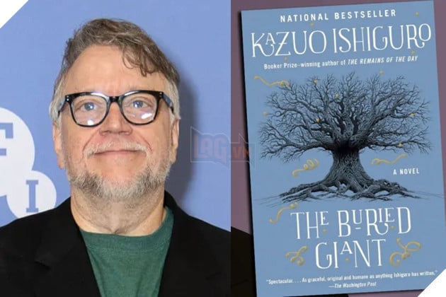 Hình ảnh về đạo diễn Guillermo del Toro và cuốn tiểu thuyết The Buried Giant.