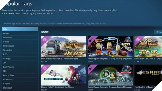 Valve đại tu hệ thống tag trên Steam để game dễ được tìm thấy hơn