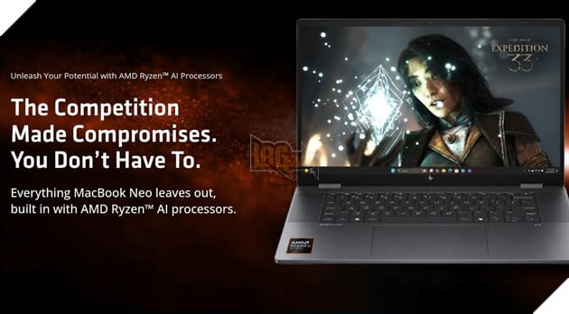 AMD cà khịa MacBook Neo trong quảng cáo mới, nhấn mạnh lợi thế laptop Ryzen AI