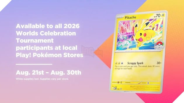Pokémon World Championships 2026 công bố loạt thẻ promo độc quyền mới, nổi bật với Pikachu và Rayquaza 2