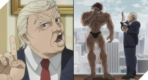  Dở khóc dở cười làng Anime: Nhân vật giống Donald Trump hoảng sợ đến mức dấm đài trước sức mạnh của Yujiro Hanma