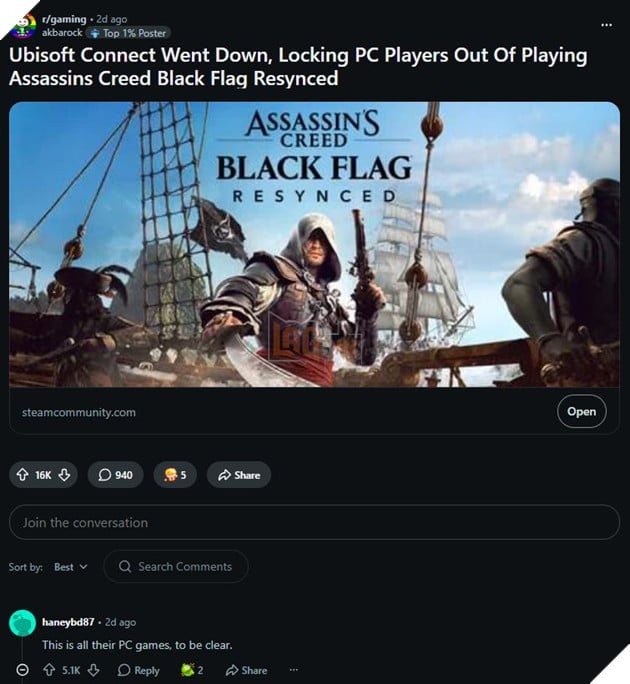 Assassin's Creed Black Flag Resynced Bất Ngờ Không Chơi Được Vì Lỗi Ubisoft Connect 3