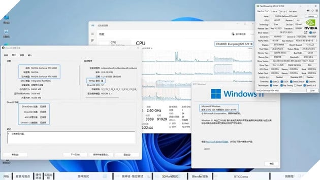 Modder Trung Quốc chế card đồ họa GeForce RTX 4060 Windows 11 trên máy trạm Huawei Arm 2