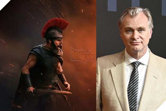 Đạo diễn Christopher Nolan và poster phim "The Odyssey".