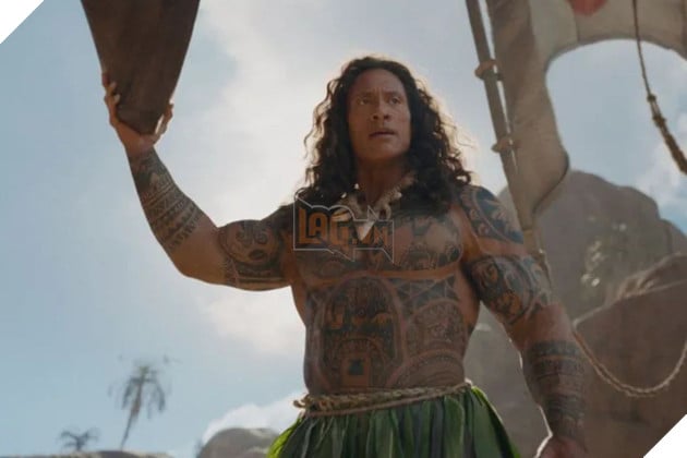 Hình ảnh diễn viên Dwayne Johnson trong vai Maui phim Moana.