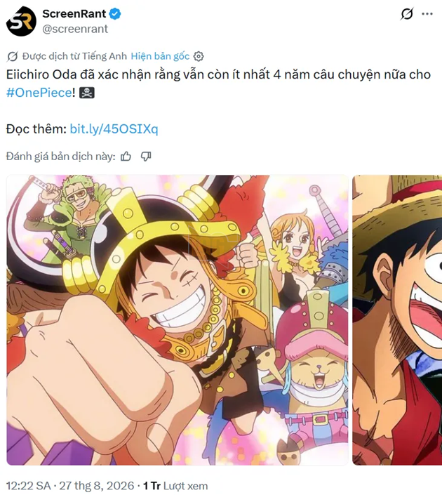 Thực hư thông tin manga One Piece sẽ kết thúc trong vòng 4 năm nữa: Lời khẳng định từ Eiichiro Oda hay chỉ là đòn giật tít ?