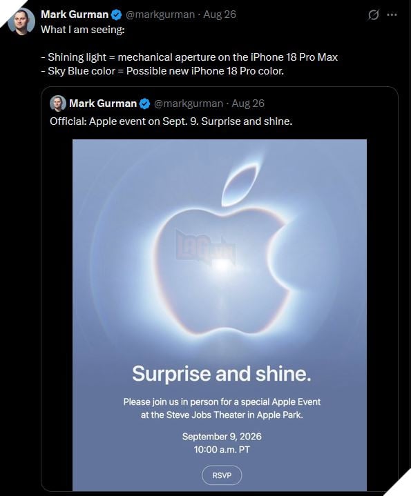 Logo sự kiện Apple có thể đã hé lộ hai nâng cấp đáng chú ý trên iPhone 18 Pro