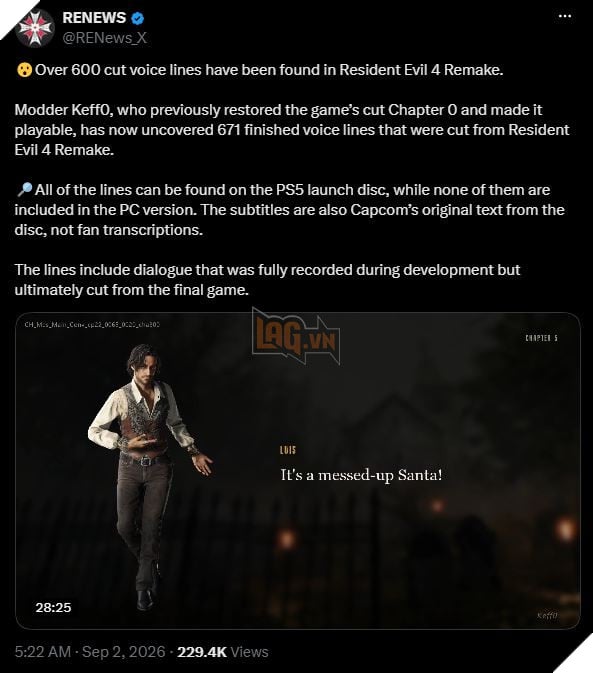 Resident Evil 4 Remake Hé Lộ Chi Tiết Bị Cắt Bỏ Liên Kết Với RE 8 Village
