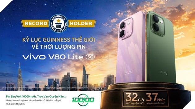 vivo V80 Lite 5G Thiết Lập Kỷ Lục Guiness Thế Giới Với 32 Giờ 32 Phút Sử Dụng Liên Tục 3