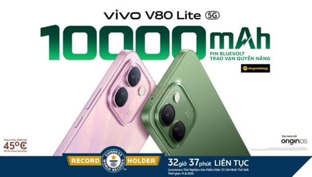 vivo V80 Lite 5G chính thức ra mắt: Mang điện thoại pin 10.000mAh đạt KỶ LỤC GUINNESS THẾ GIỚI™ đến với người dùng Việt 2